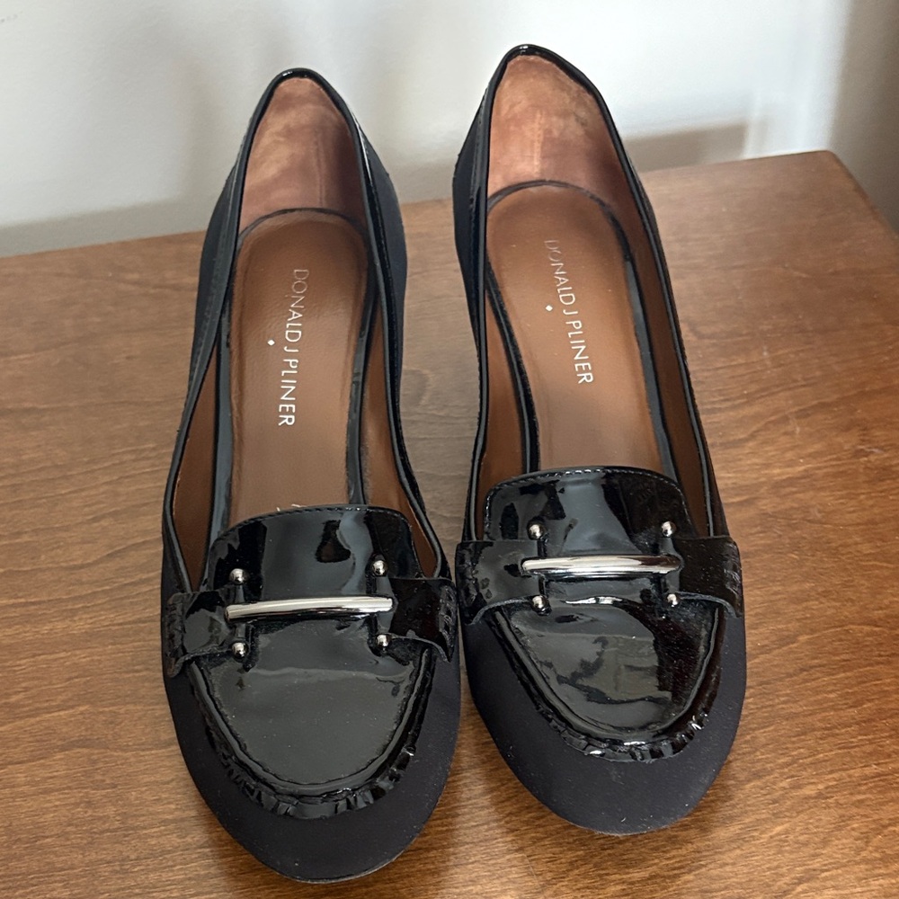 Donald J. Pliner Glossy Black Women's loaferlike wedges